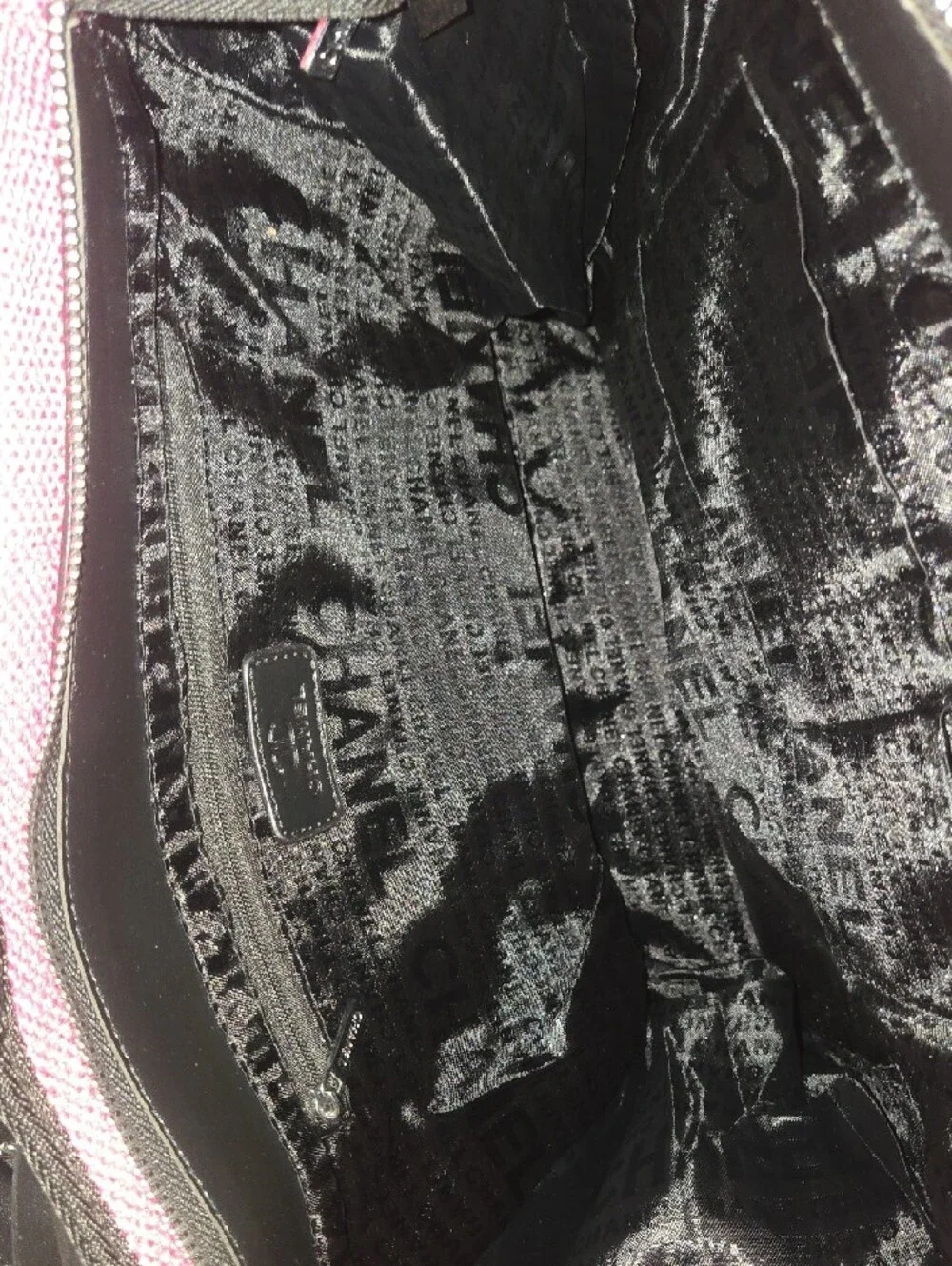 CHANEL Pink Canvas Tote with Black Logo and Trim